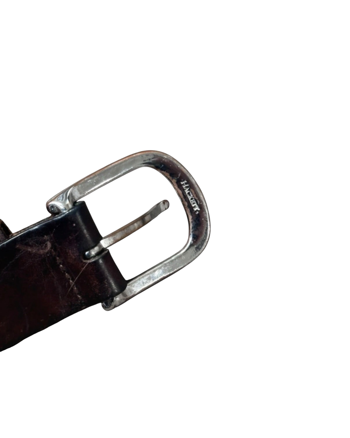 Hackett London Leather & Blue Woven Canvas Belt - 38W