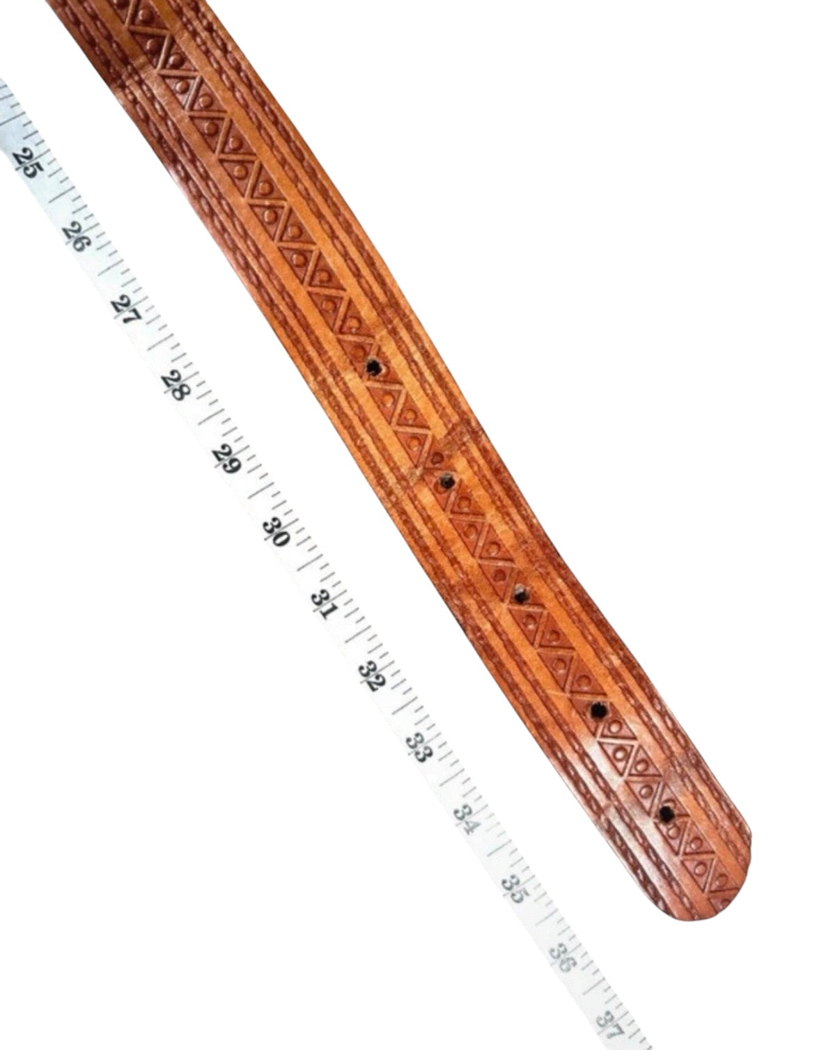 Vintage Brown Patterned Statement Leather Belt - 32W