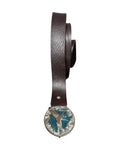 Vintage Western Leather Belt With Turquoise Bird Buckle - 42W