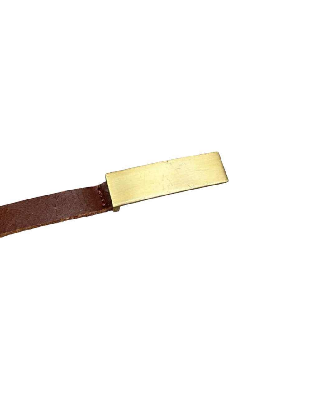 Vintage Slim brown leather belt minimal brass buckle - 36W