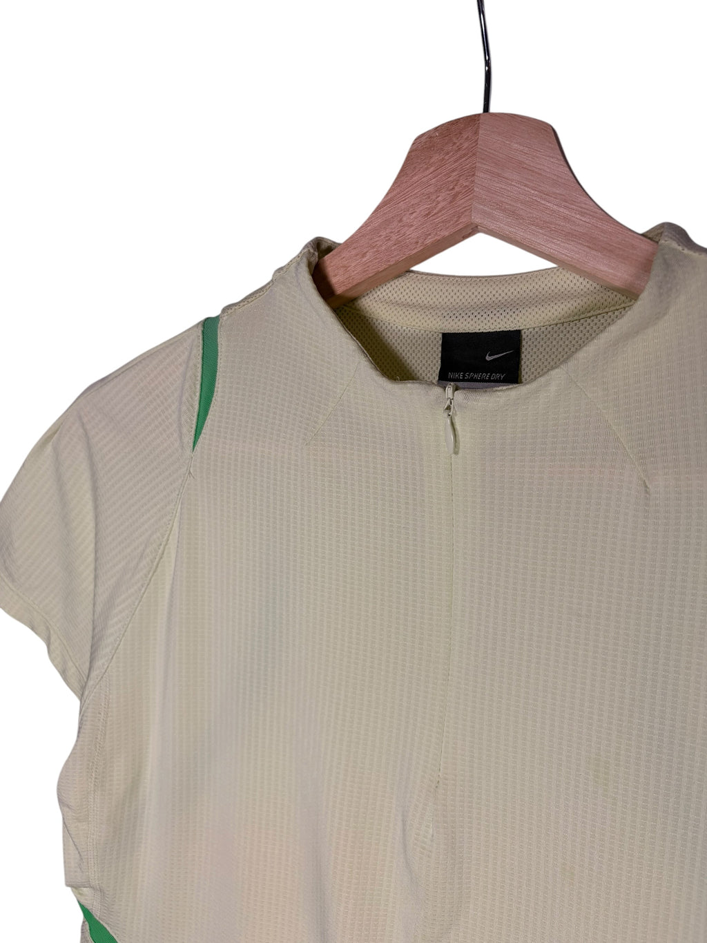 Nike Sphere Dry 2000s Panelled Cream Green Zip T-Shirt