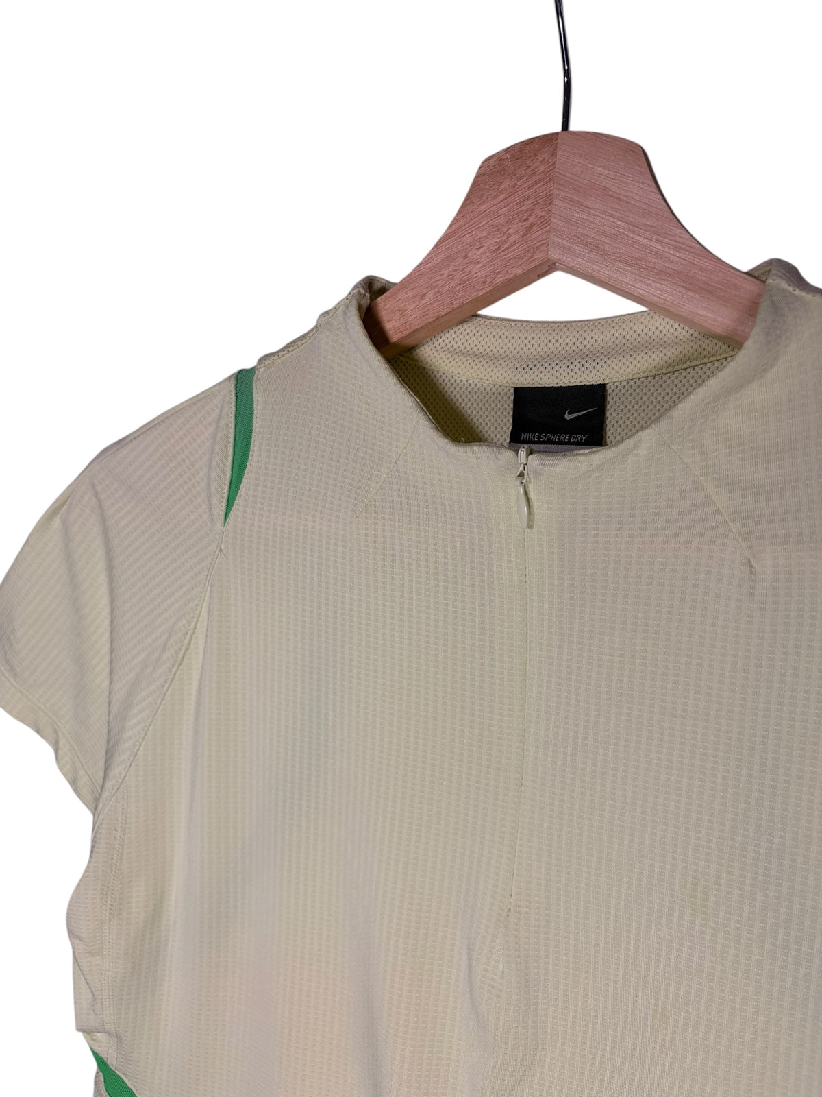 Nike Sphere Dry 2000s Panelled Cream Green Zip T-Shirt