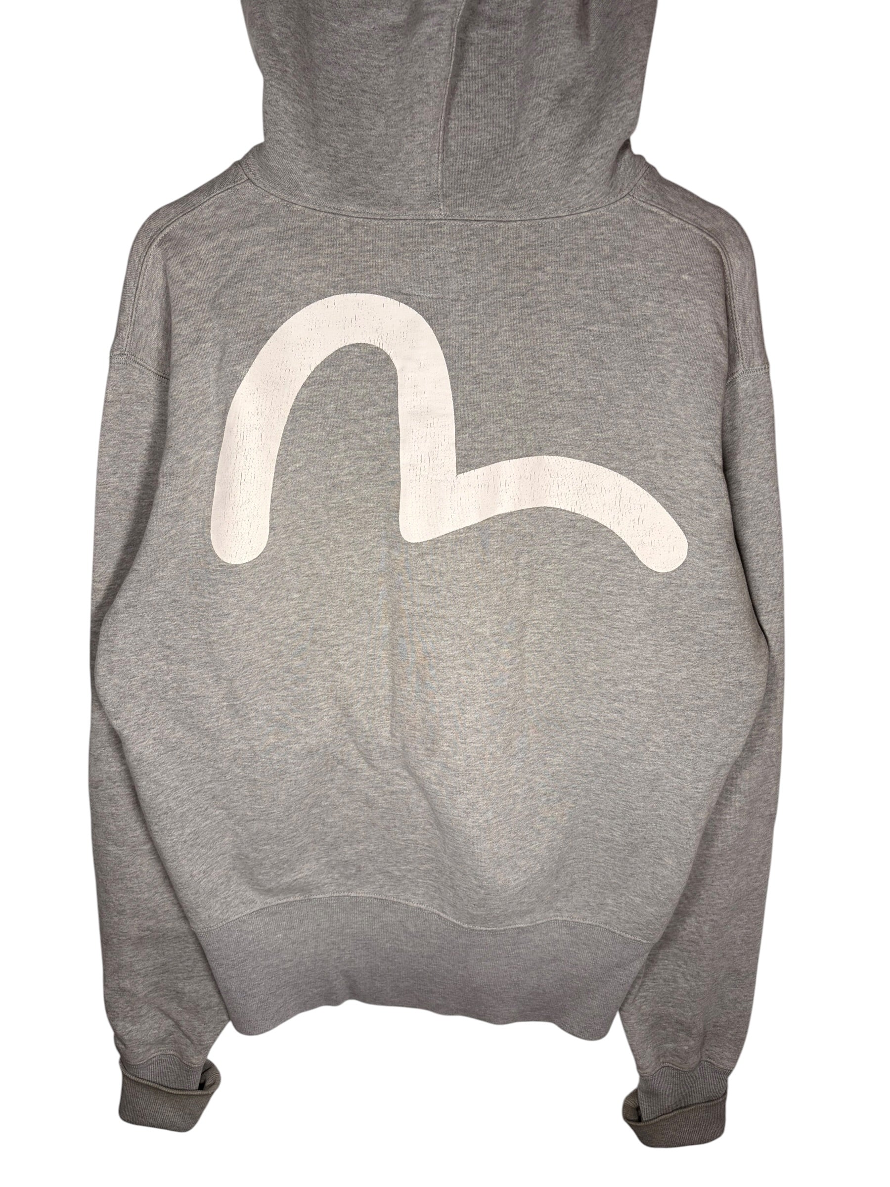Evisu Premium Vintage Back Print Grey Zip up Hoodie