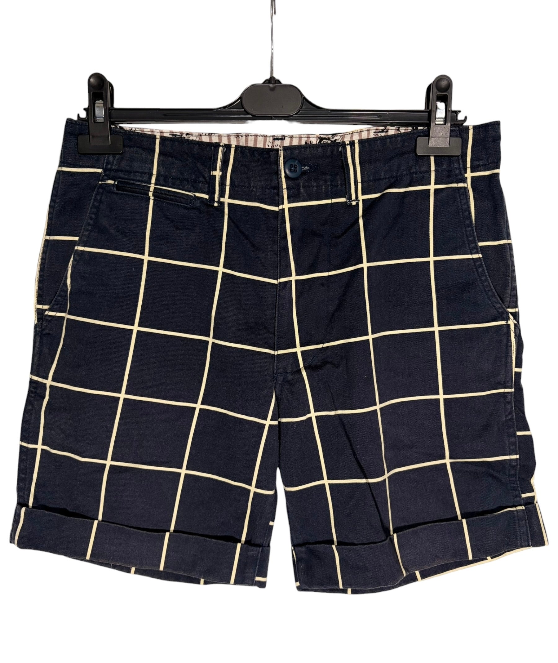 BAPE Vintage Japanese Navy Cream Plaid Shorts