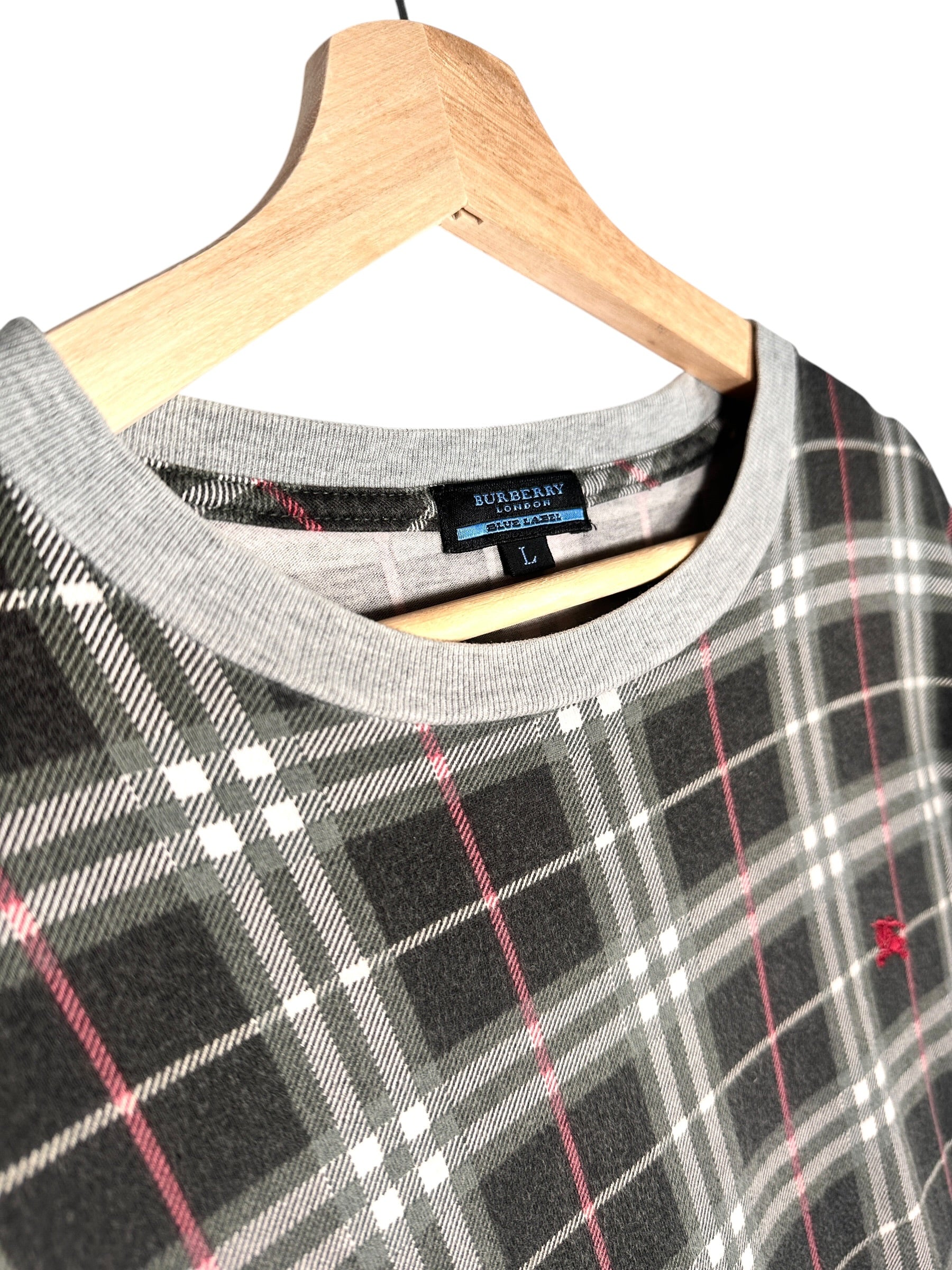 Burberry Vintage Blue Label Plaid Grey Tee