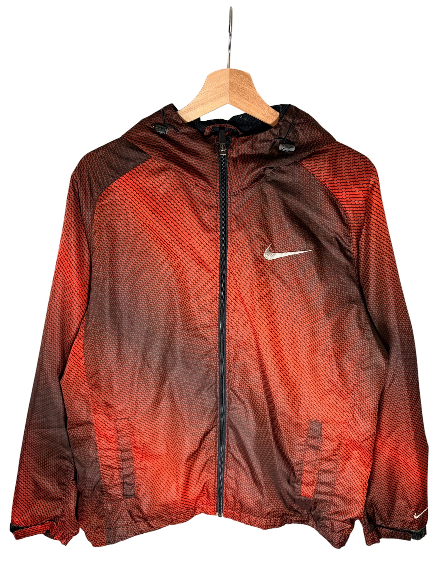 Nike 2000s Orange Black Patterned Technical Windbreaker