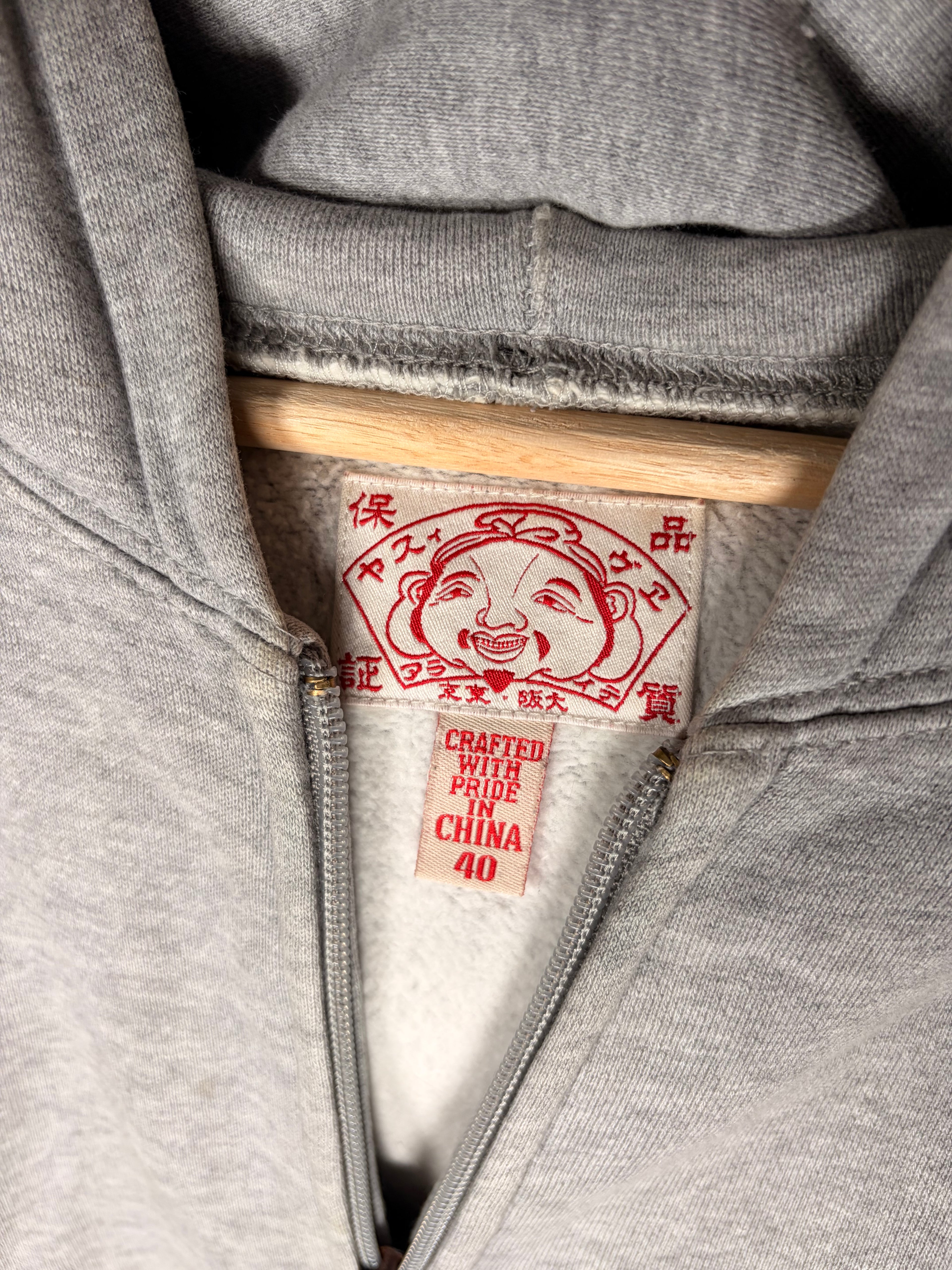 Evisu Premium Vintage Back Print Grey Zip up Hoodie