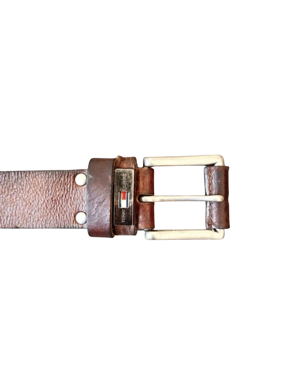 Vintage Tommy Hilfiger Statement Brown Leather Belt  — 34W