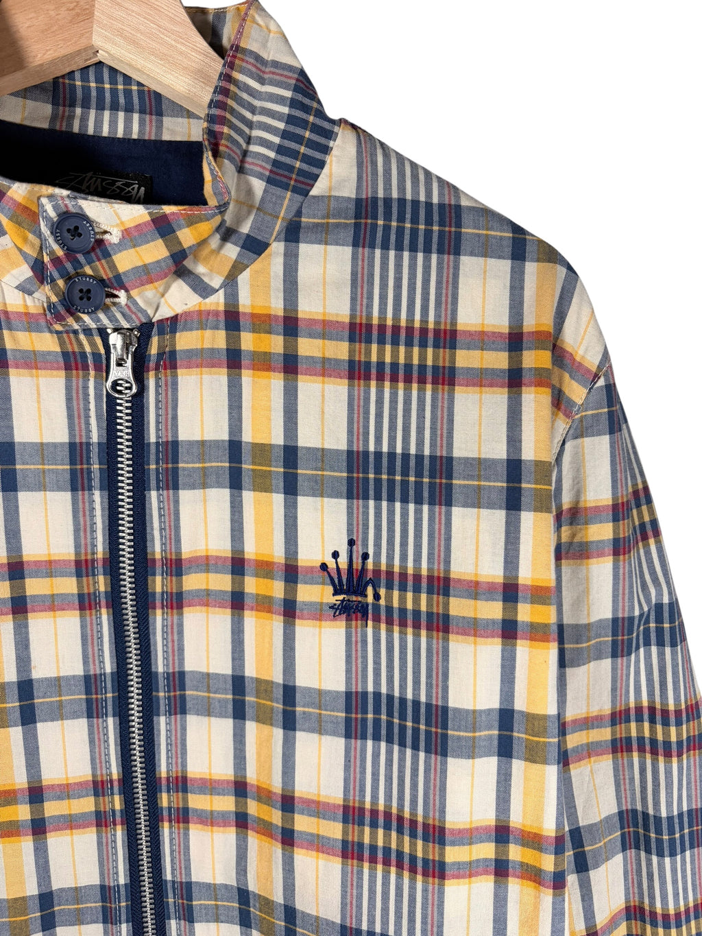 Stüssy Vintage Plaid Zip Yellow Collared Jacket