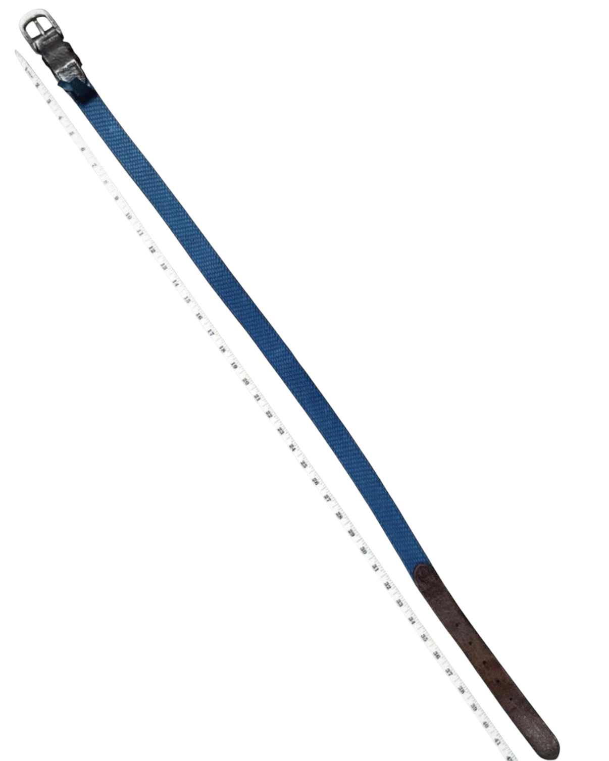 Hackett London Leather & Blue Woven Canvas Belt - 38W