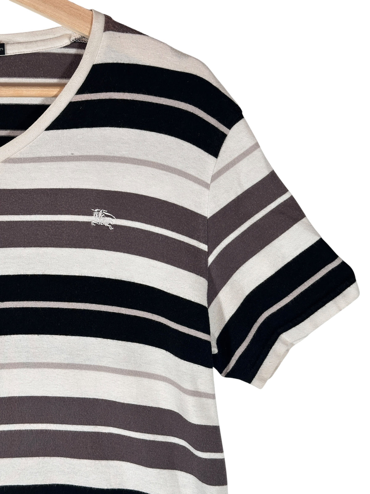 Vintage Burberry Black Label White Striped Tee