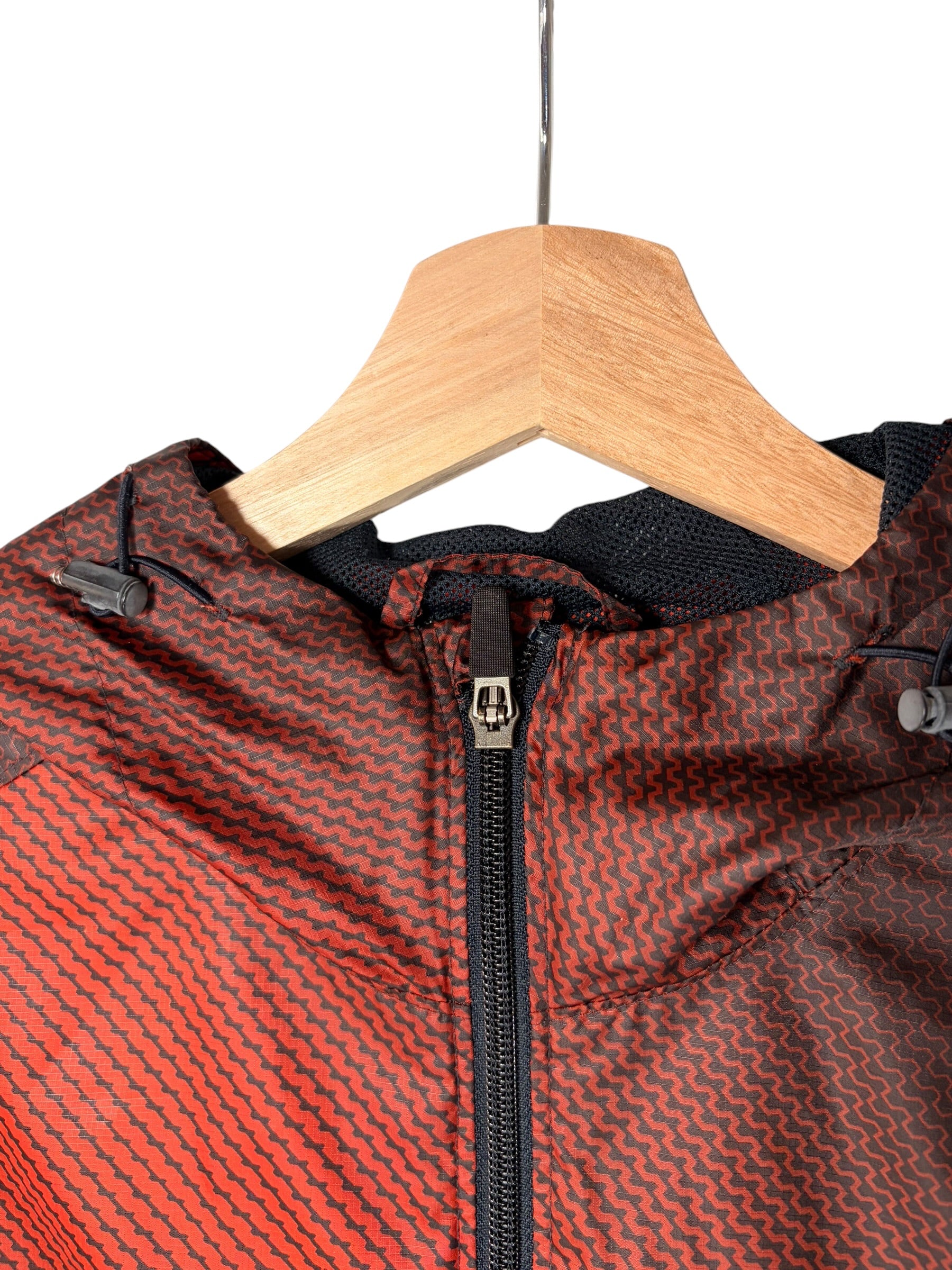 Nike 2000s Orange Black Patterned Technical Windbreaker