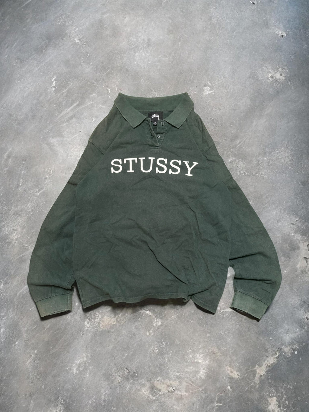 Stussy Vintage Spellout Green Longsleeve Shirt