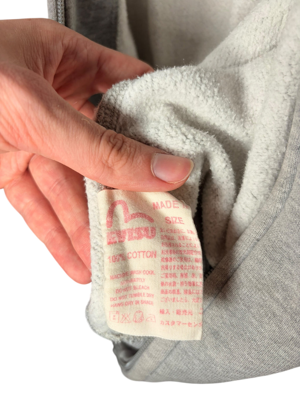 Evisu Premium Vintage Back Print Grey Zip up Hoodie