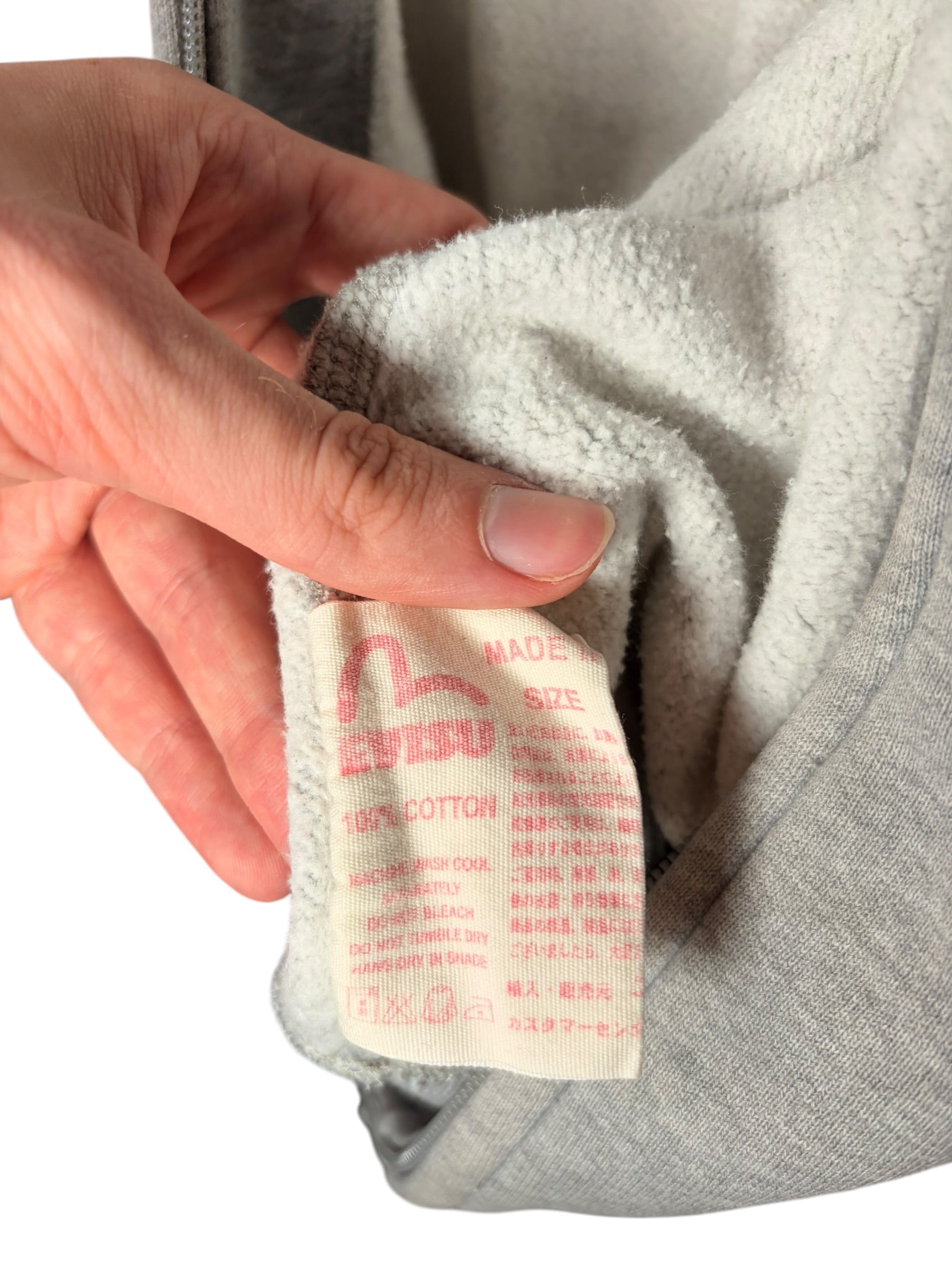 Evisu Premium Vintage Back Print Grey Zip up Hoodie