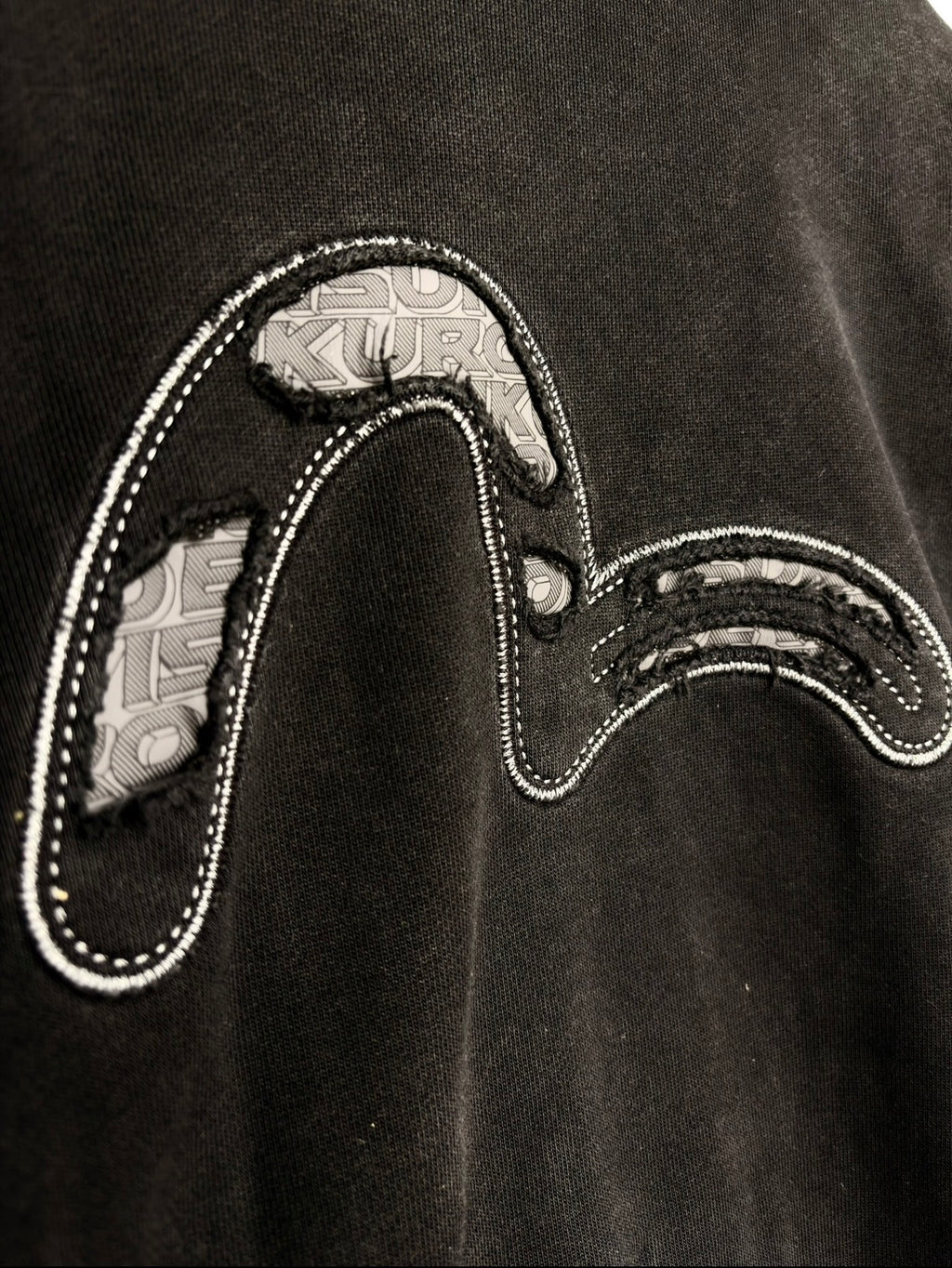 Evisu Kuro Vintage Ripped Logo Black Jumper