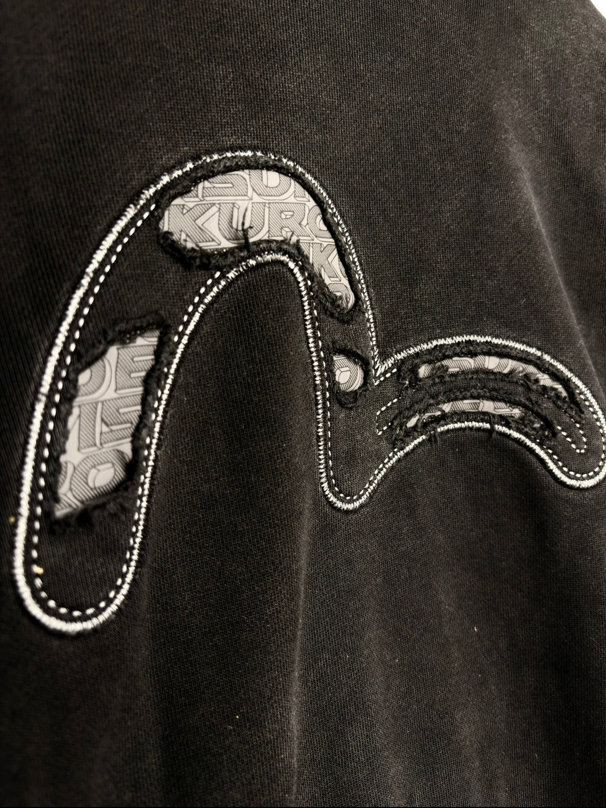 Evisu Kuro Vintage Ripped Logo Black Jumper