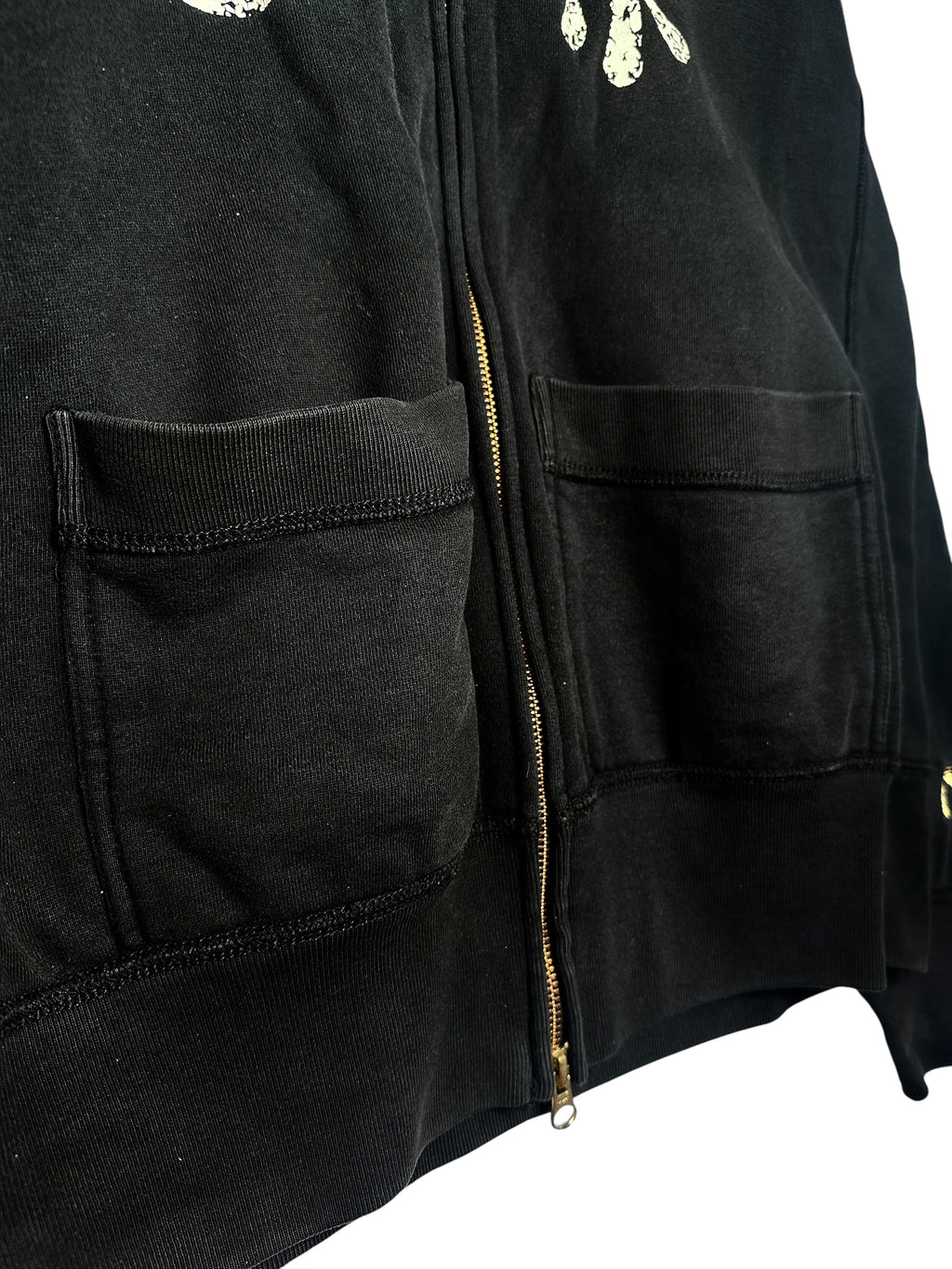 Evisu Vintage Print Zip Up Black Hoodie