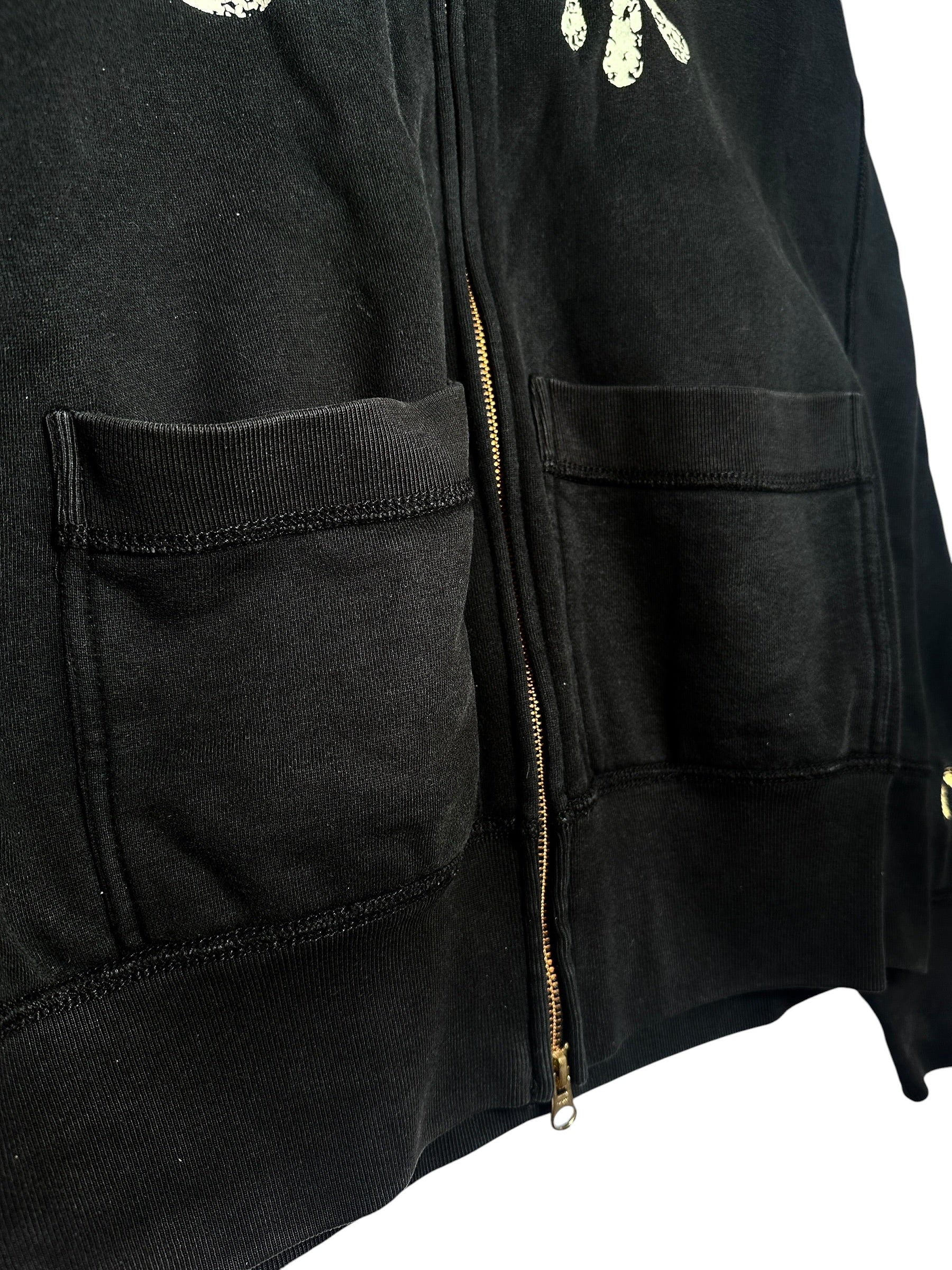 Evisu Vintage Print Zip Up Black Hoodie