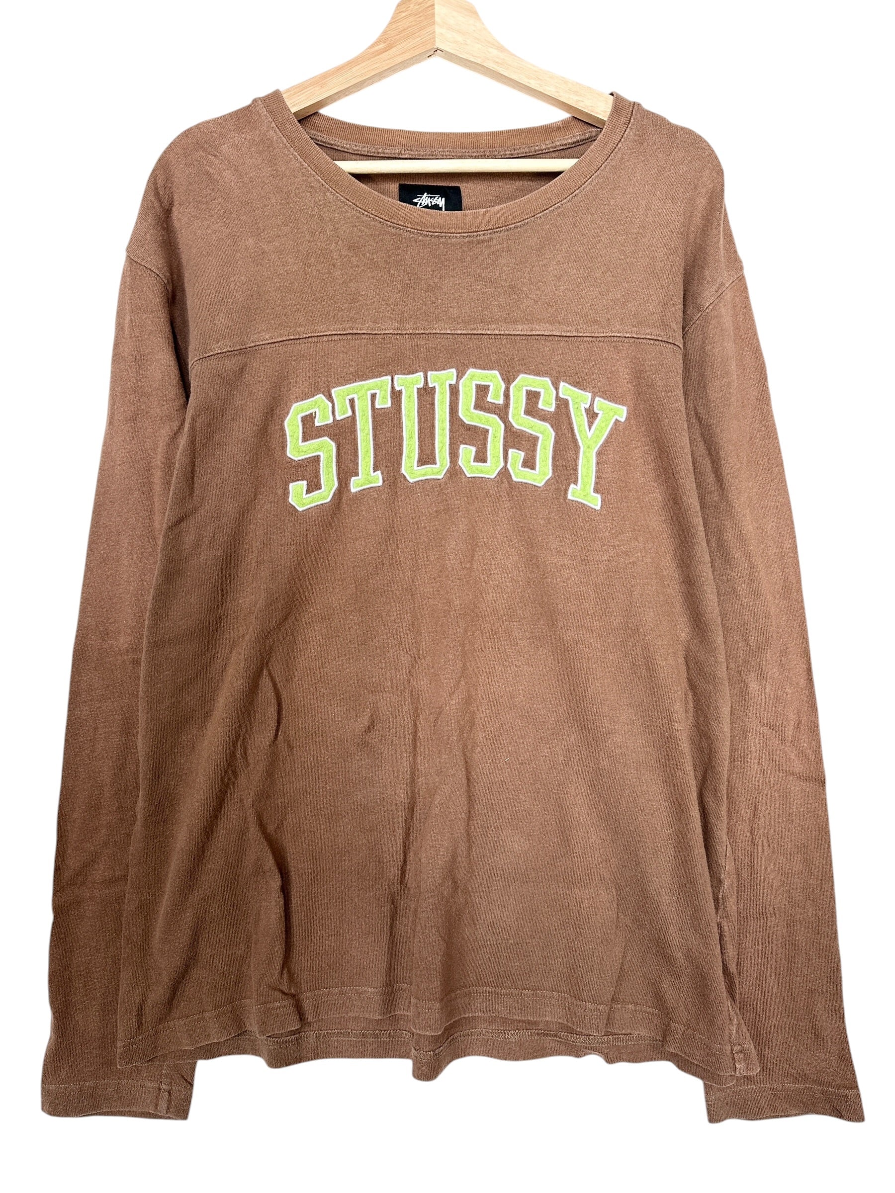 Stussy Spellout Brown Green Longsleeve