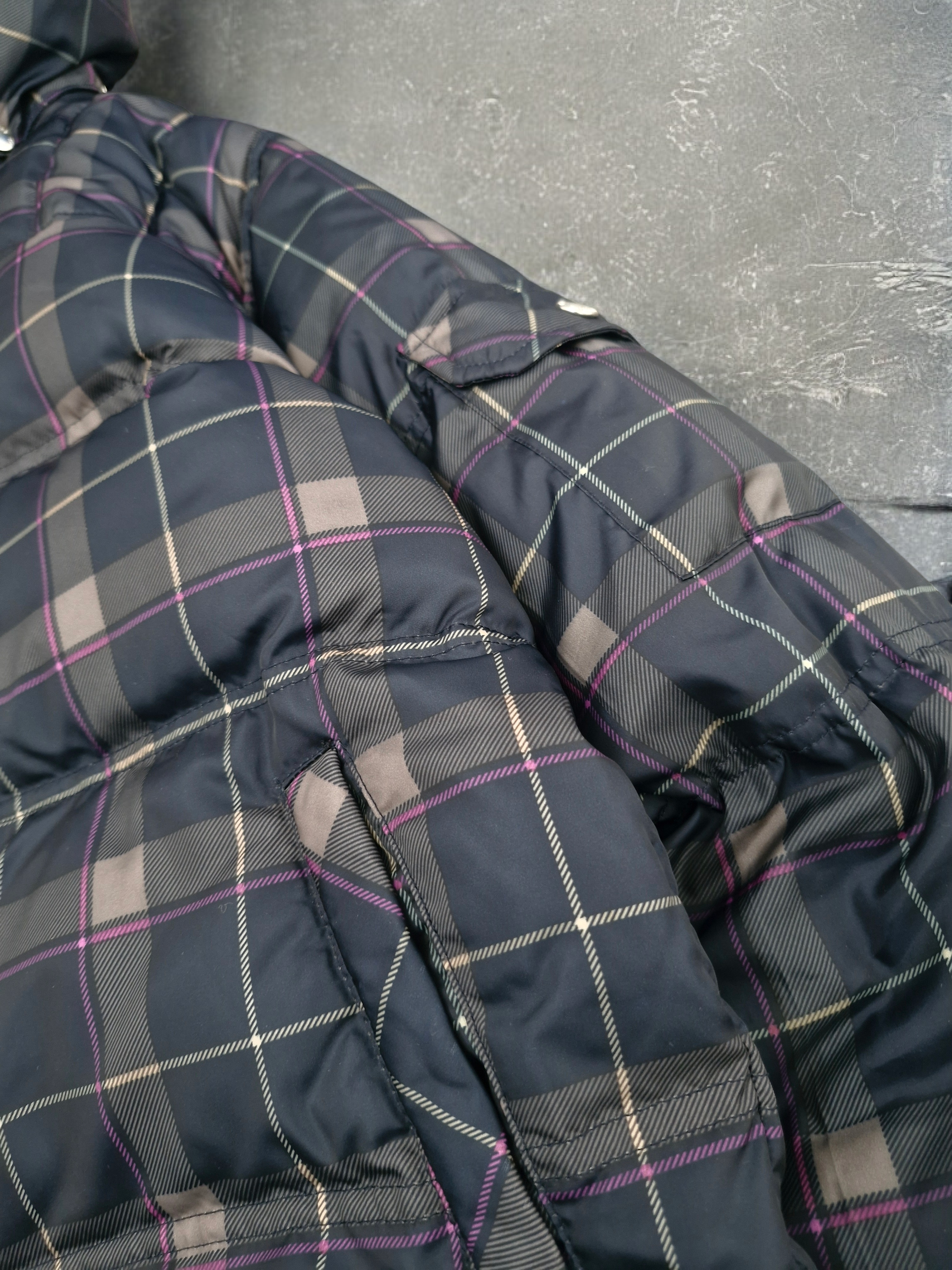 Japanese Plaid Fur Puffer Coat | Y2K