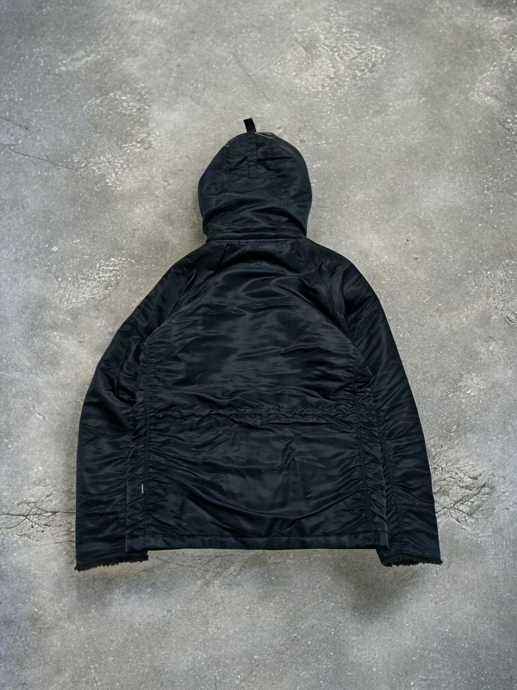 Vintage Black Fireman Metal Clasp Fur Lined Technical Quilted Bomber Jacket