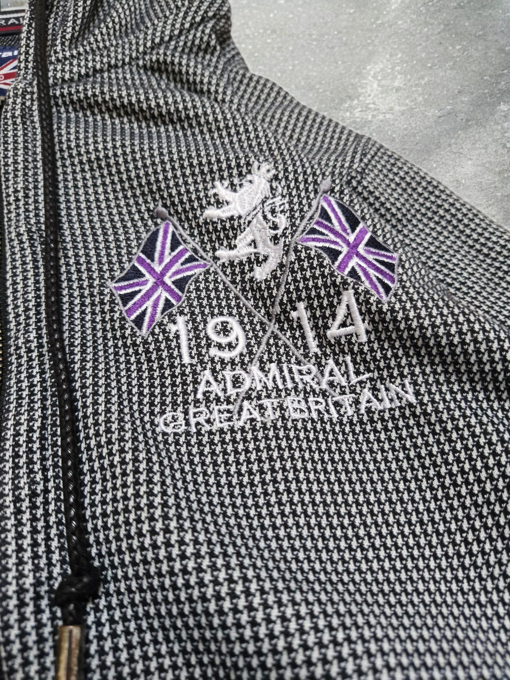Admiral Vintage Archival Plaid Grey & Purple Zip Up Hoodie