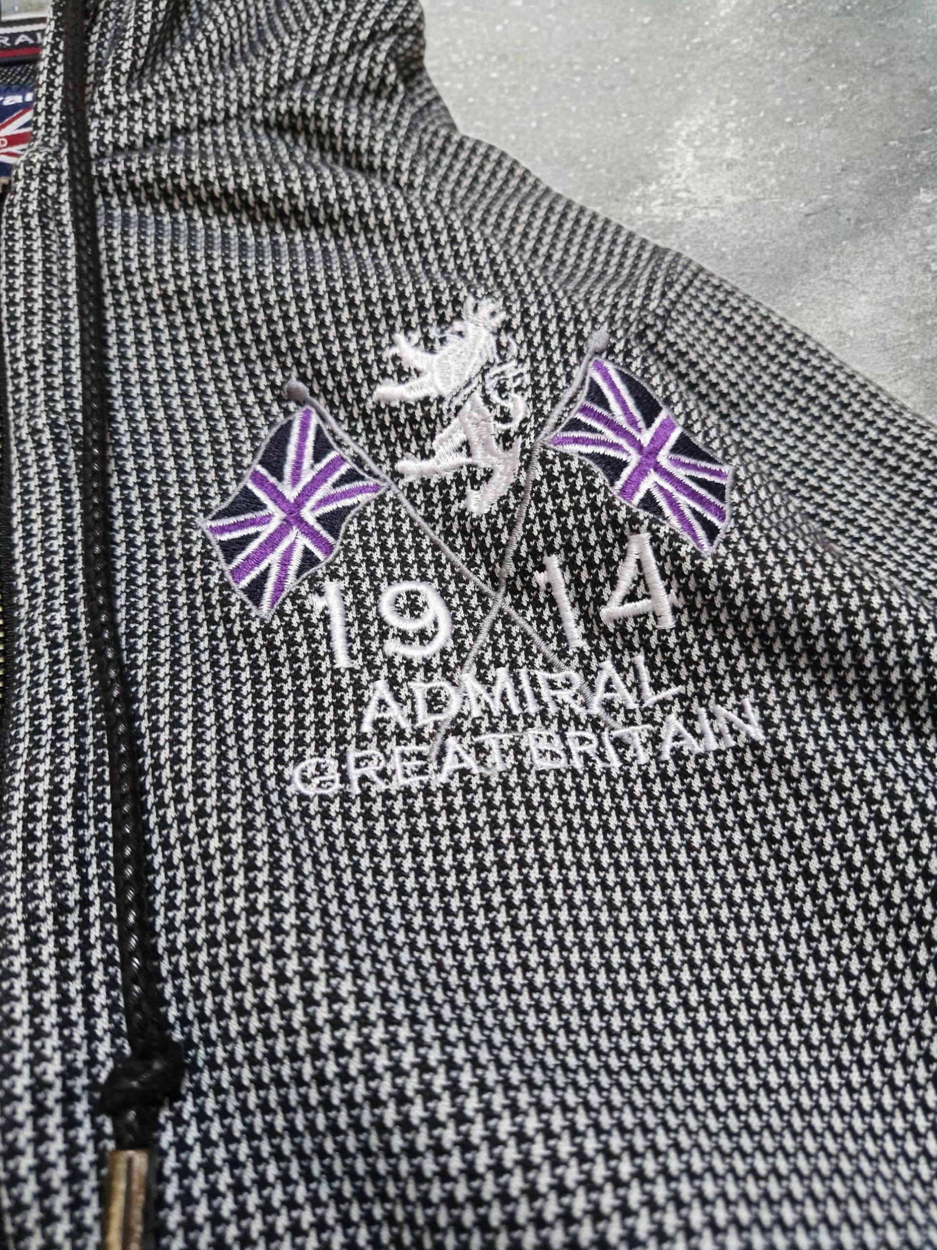 Admiral Vintage Archival Plaid Grey & Purple Zip Up Hoodie