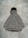 Vintage Japanese BG Grey Plaid Technical Half Zip Hoodie