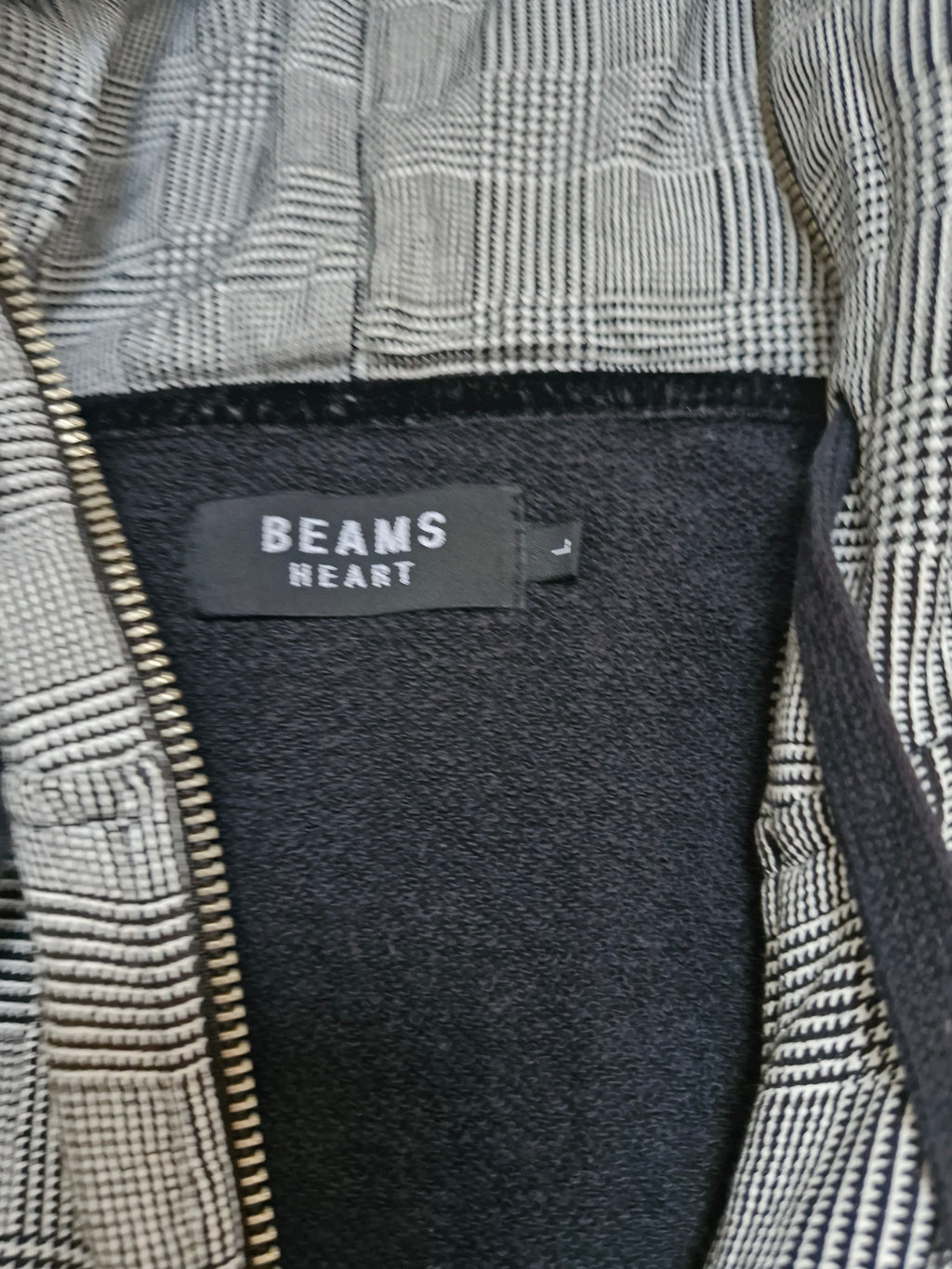 Vintage Beams Japanese Exclusive Plaid Grey Ninja Double Zip Up Hoodie
