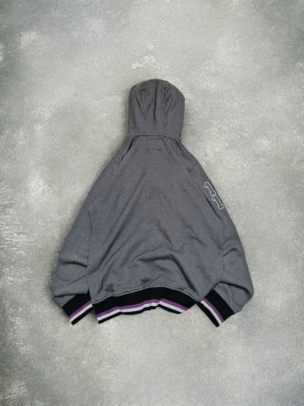 Admiral Vintage Archival Plaid Grey & Purple Zip Up Hoodie