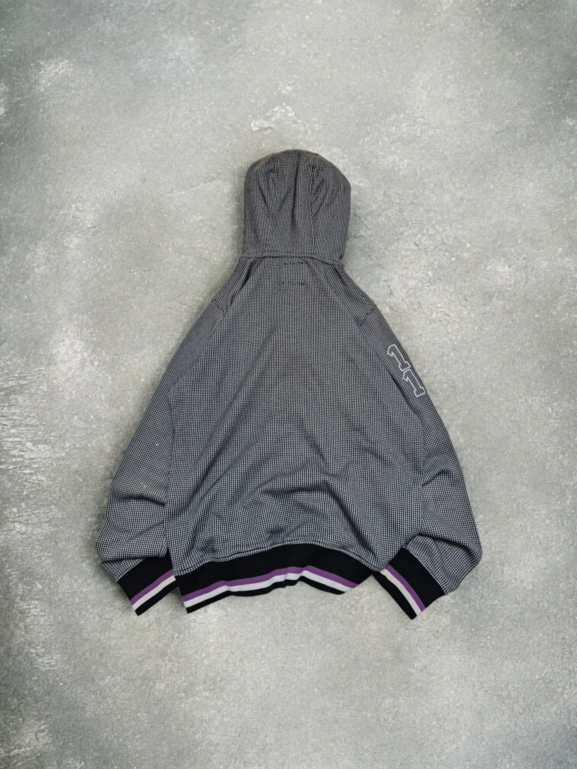 Admiral Vintage Archival Plaid Grey & Purple Zip Up Hoodie