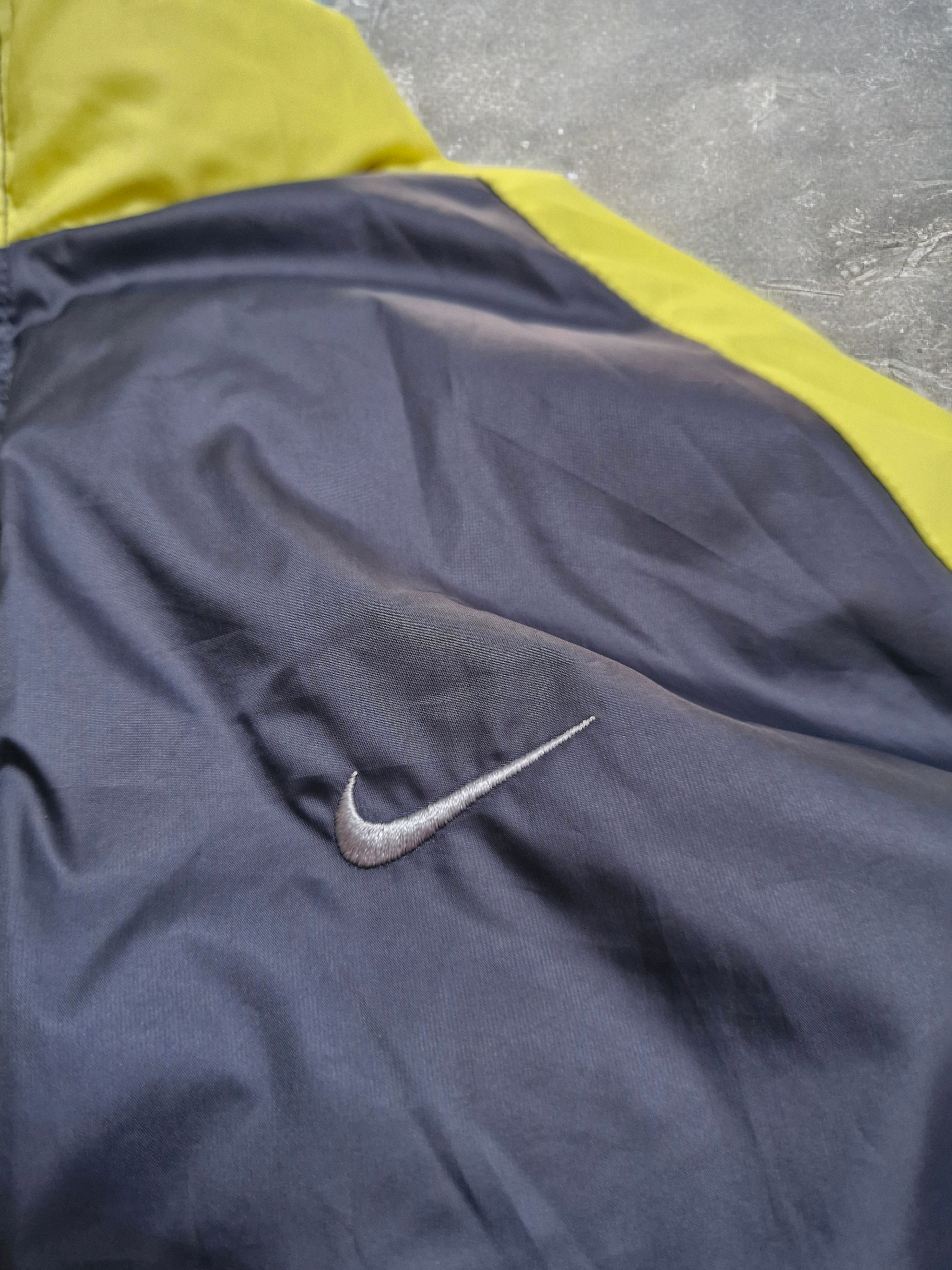 Nike Vintage Y2K Grey & Yellow Reversible Trim Lined Puffer Coat