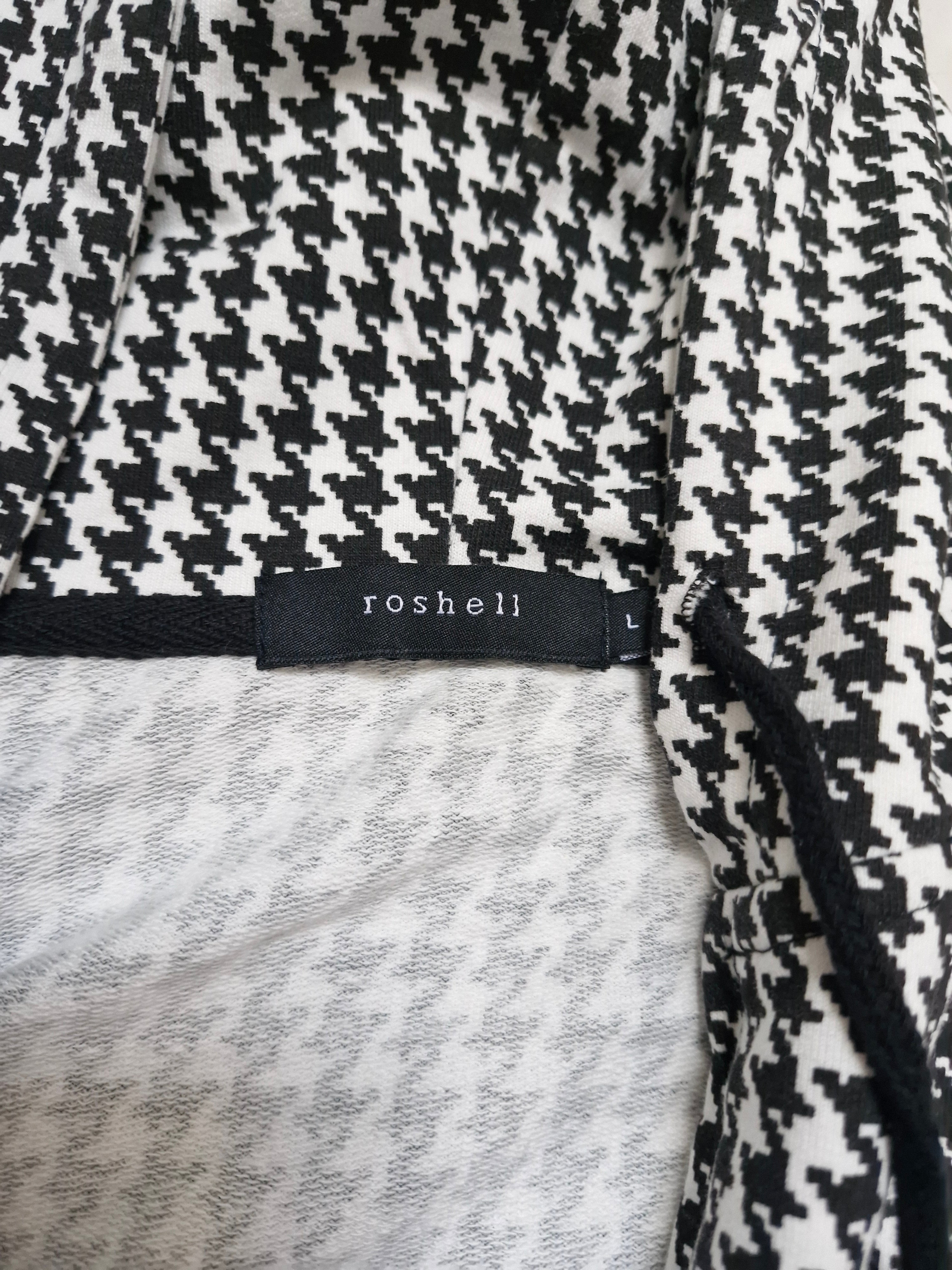 Vintage Roshell Japanese Black & White Patterned Zip Up Hoodie