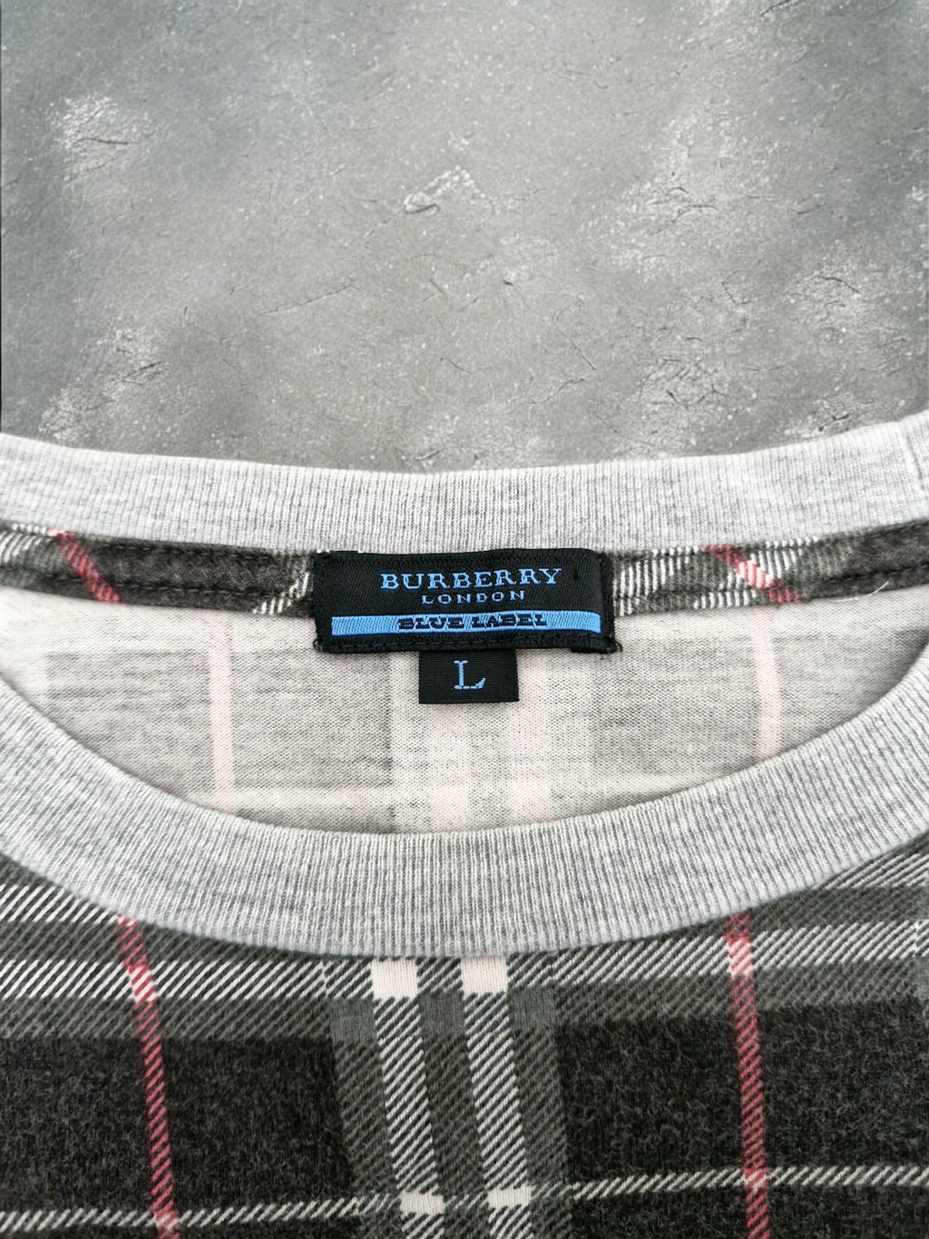 Burberry Vintage Blue Label Grey & Red Plaid T Shirt