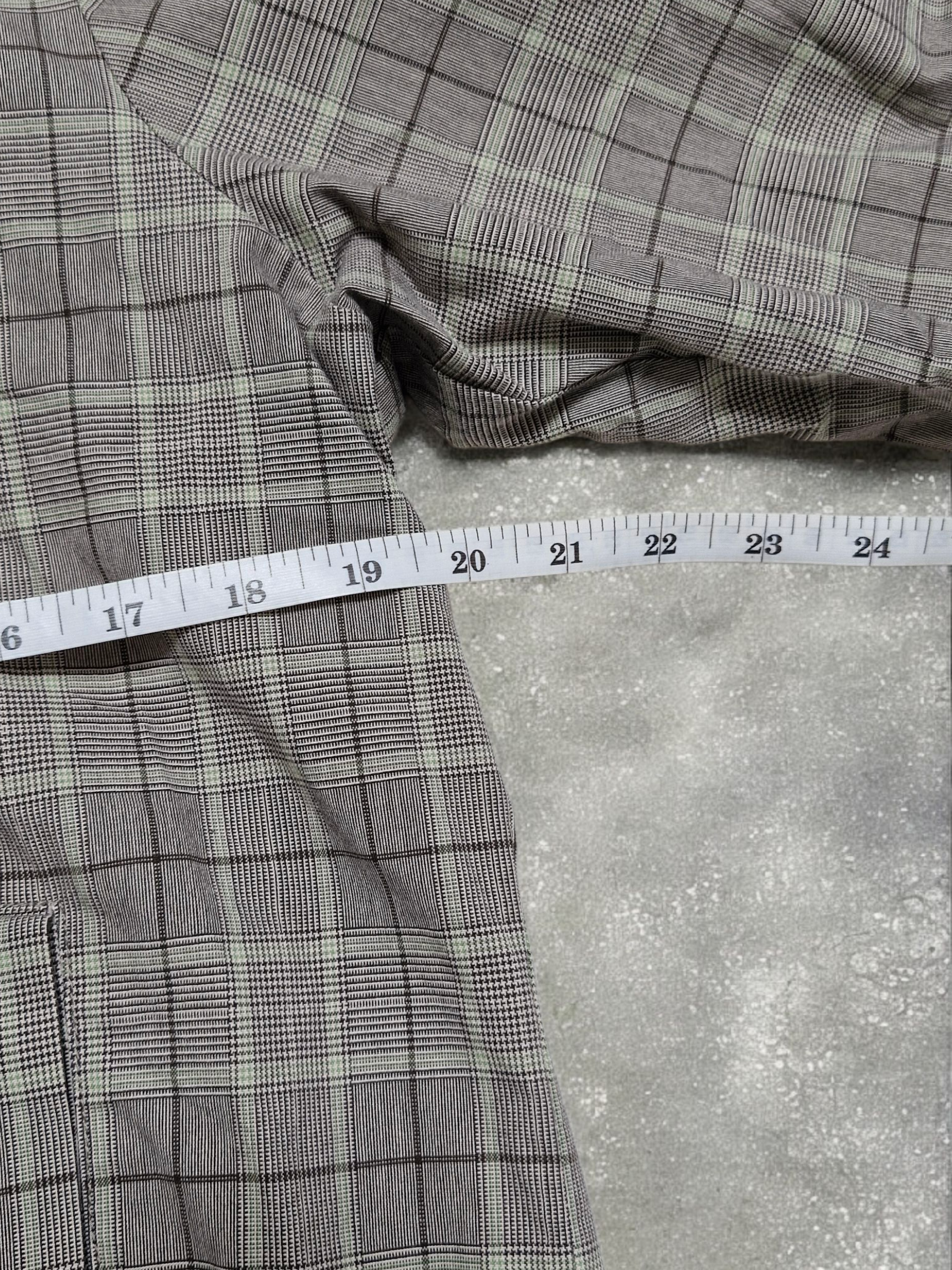 Vintage Japanese BG Grey Plaid Technical Half Zip Hoodie