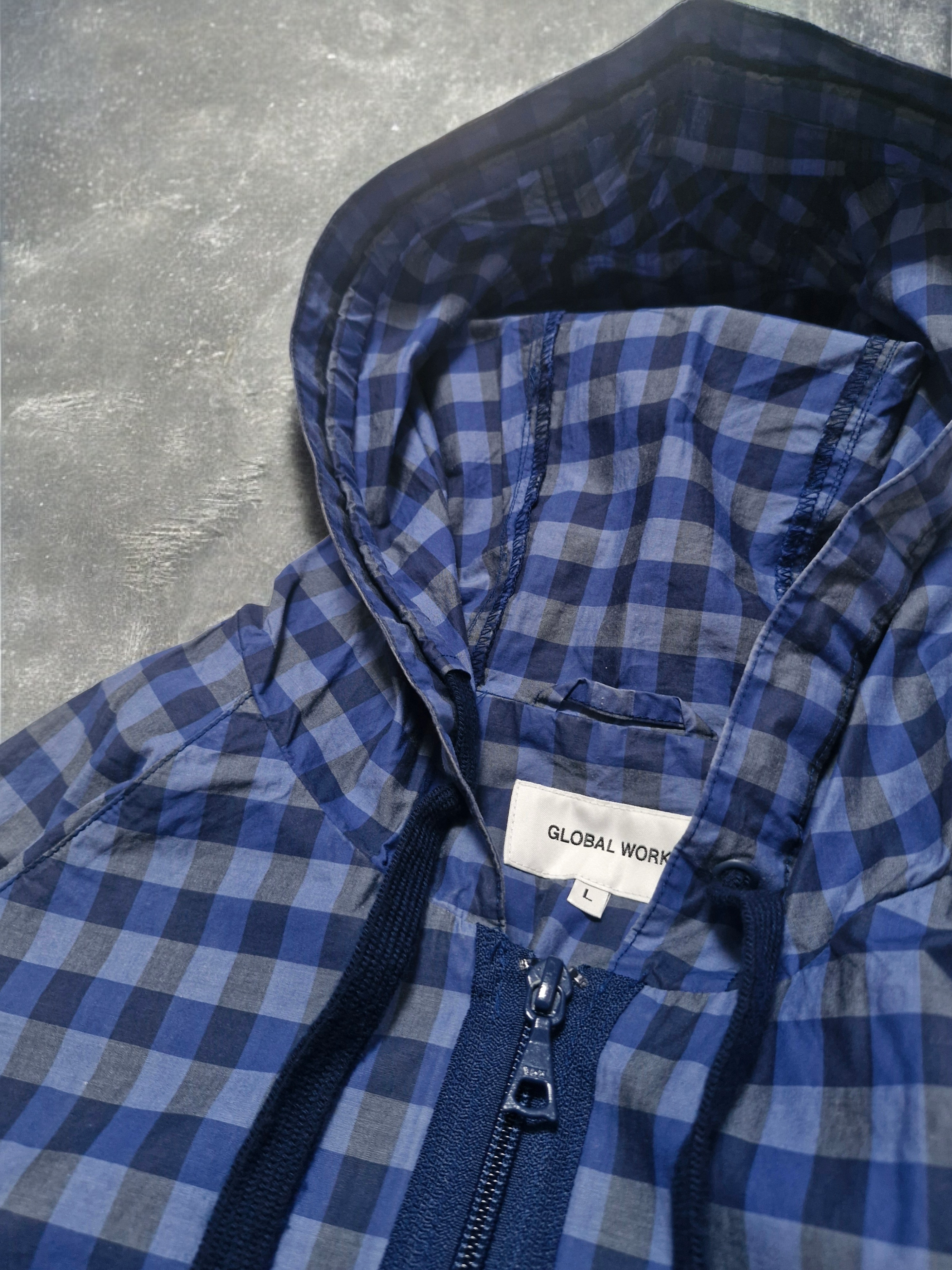 Vintage Japanese Blue Plaid Technical Windbreaker Jacket