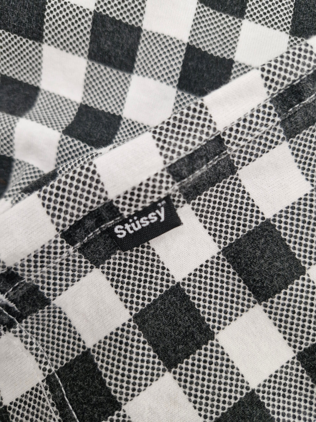 Stüssy Vintage Black & White Plaid Polo Shirt