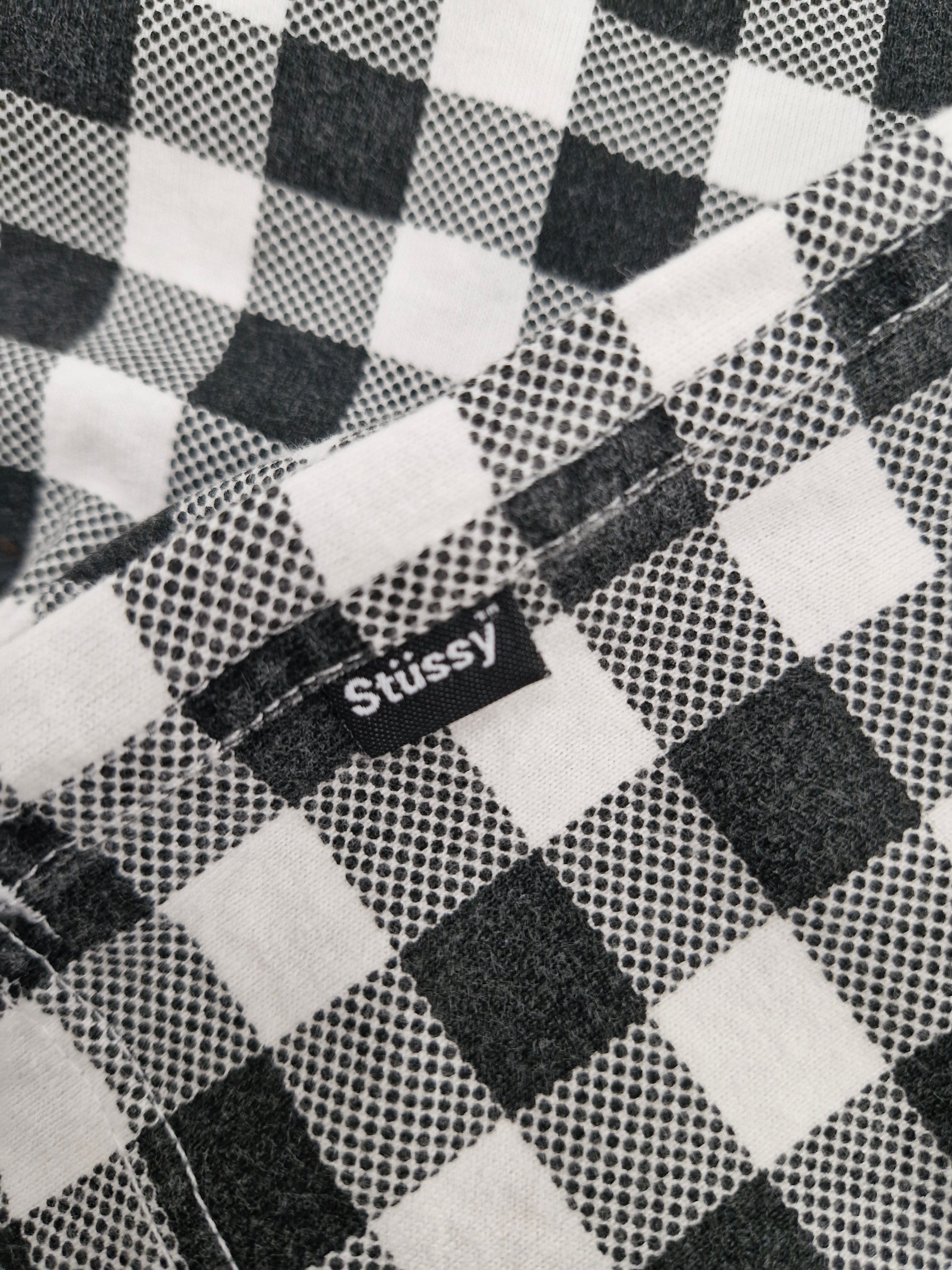 Stüssy Vintage Black & White Plaid Polo Shirt