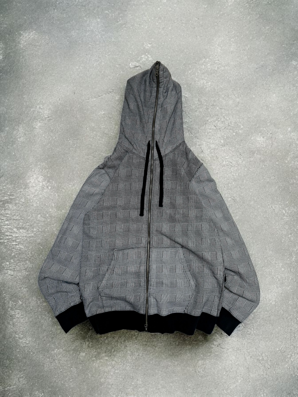 Vintage Beams Japanese Exclusive Plaid Grey Ninja Double Zip Up Hoodie