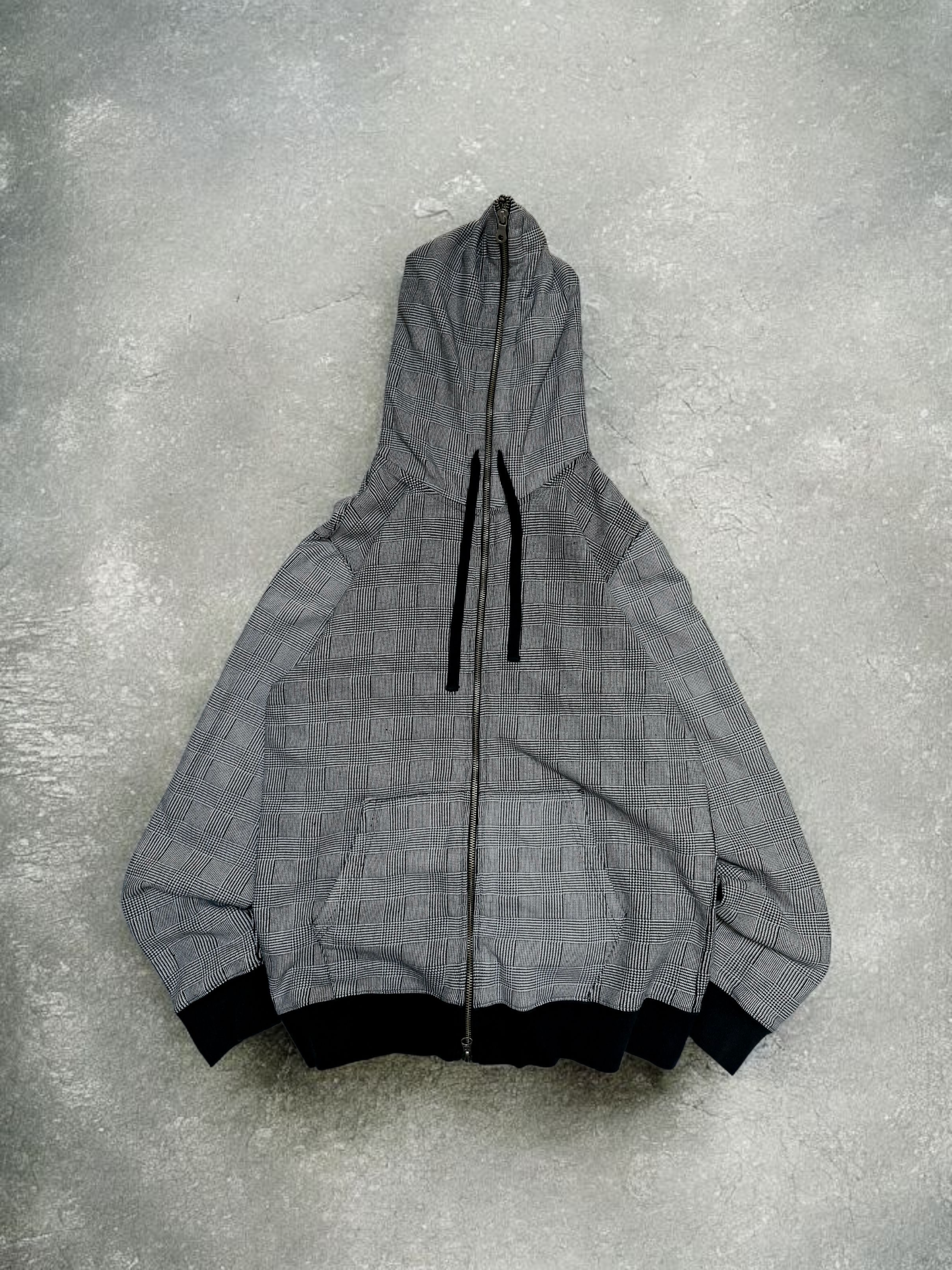 Vintage Beams Japanese Exclusive Plaid Grey Ninja Double Zip Up Hoodie