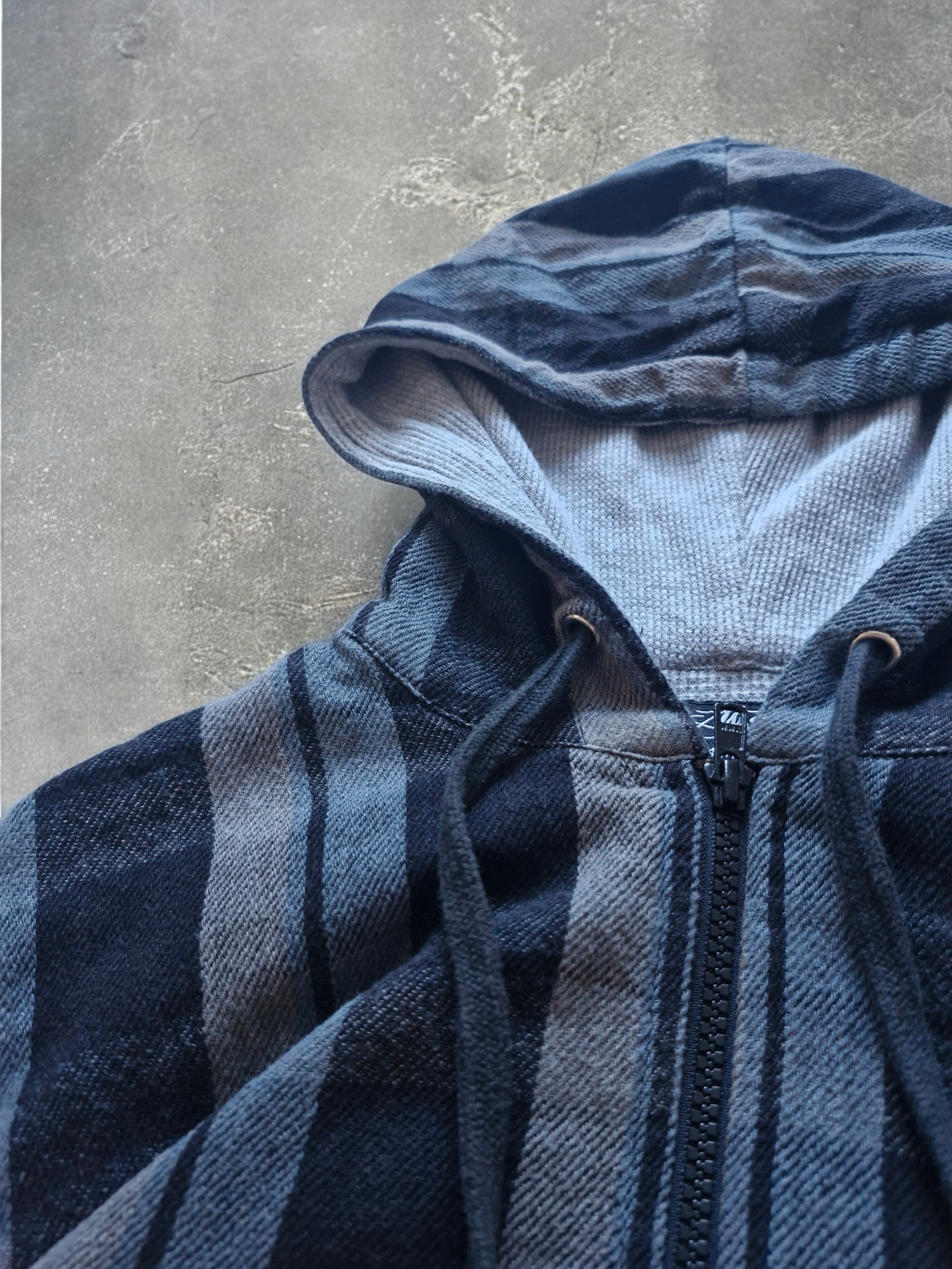 Vintage Stussy Grey Plaid Zip Hoodie | Y2K