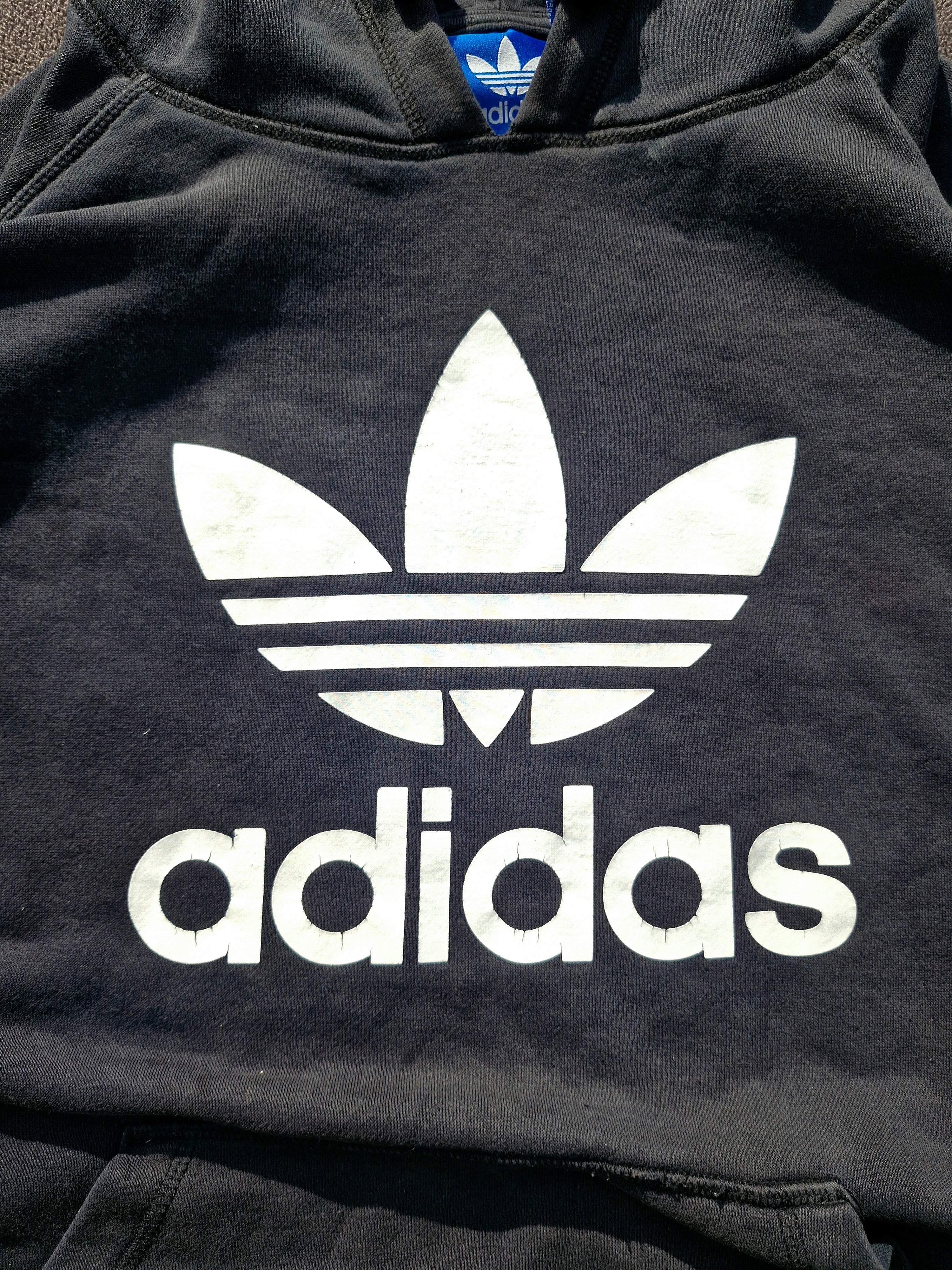 Adidas Vintage Black Centre Logo Hoodie