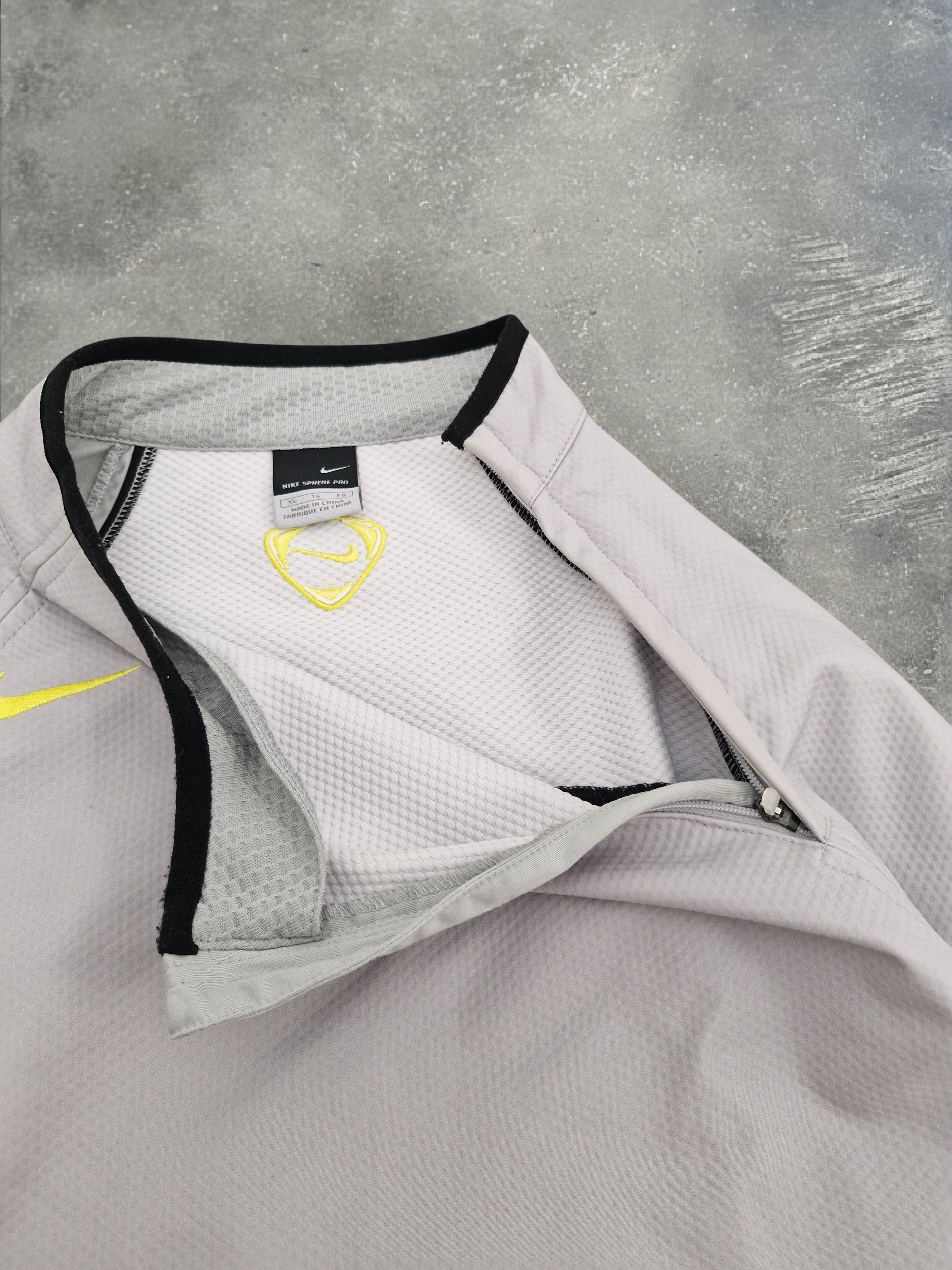 Nike Sphere Pro x T90 Early 2000's Grey & Yellow Technical Pullover Jumper