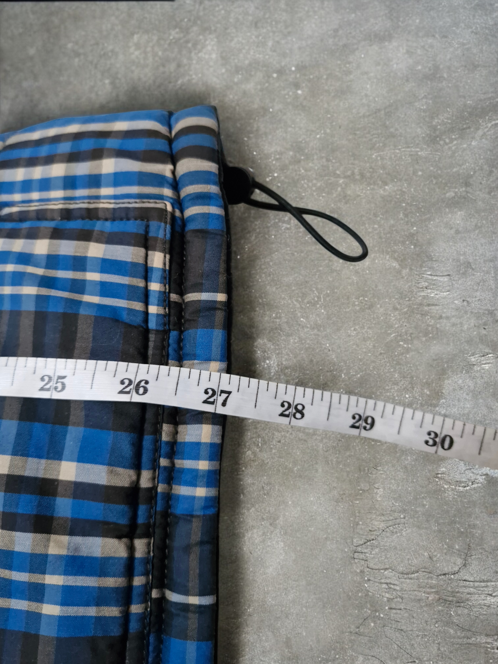 Armani Jeans Navy & Black Plaid Reversible Technical Puffer Coat