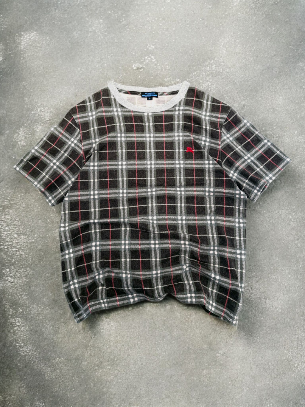 Burberry Vintage Blue Label Grey & Red Plaid T Shirt