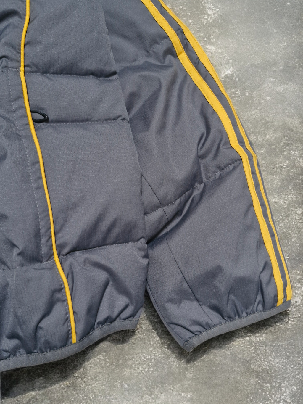 Adidas Vintage Y2K Grey & Yellow Trim Lined Technical Puffer Coat