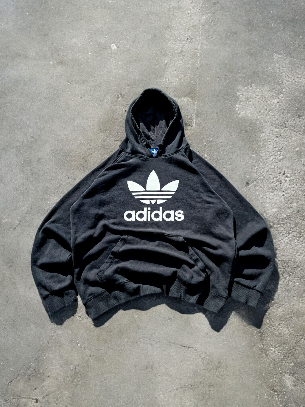 Adidas Vintage Black Centre Logo Hoodie